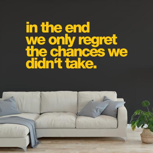 in the end we only regret the chances we didn't take 